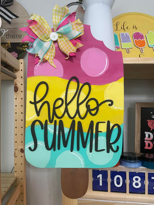 Hello Summer Popsicle Door Hanger