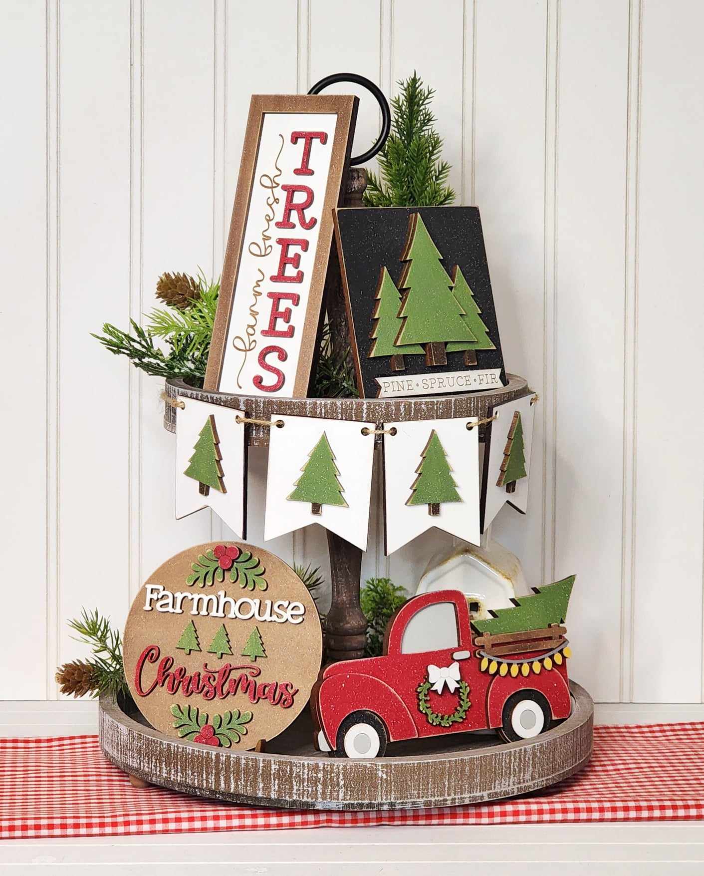 Farmhouse Christmas Tiered Tray