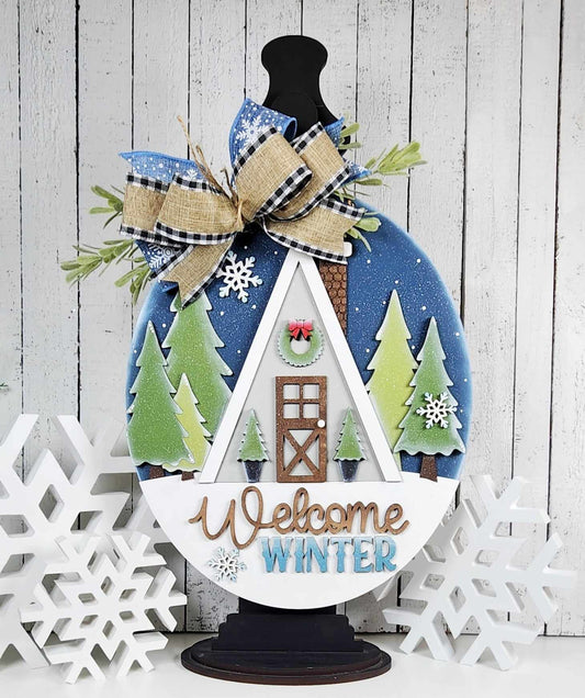 Winter Cabin Door Hanger