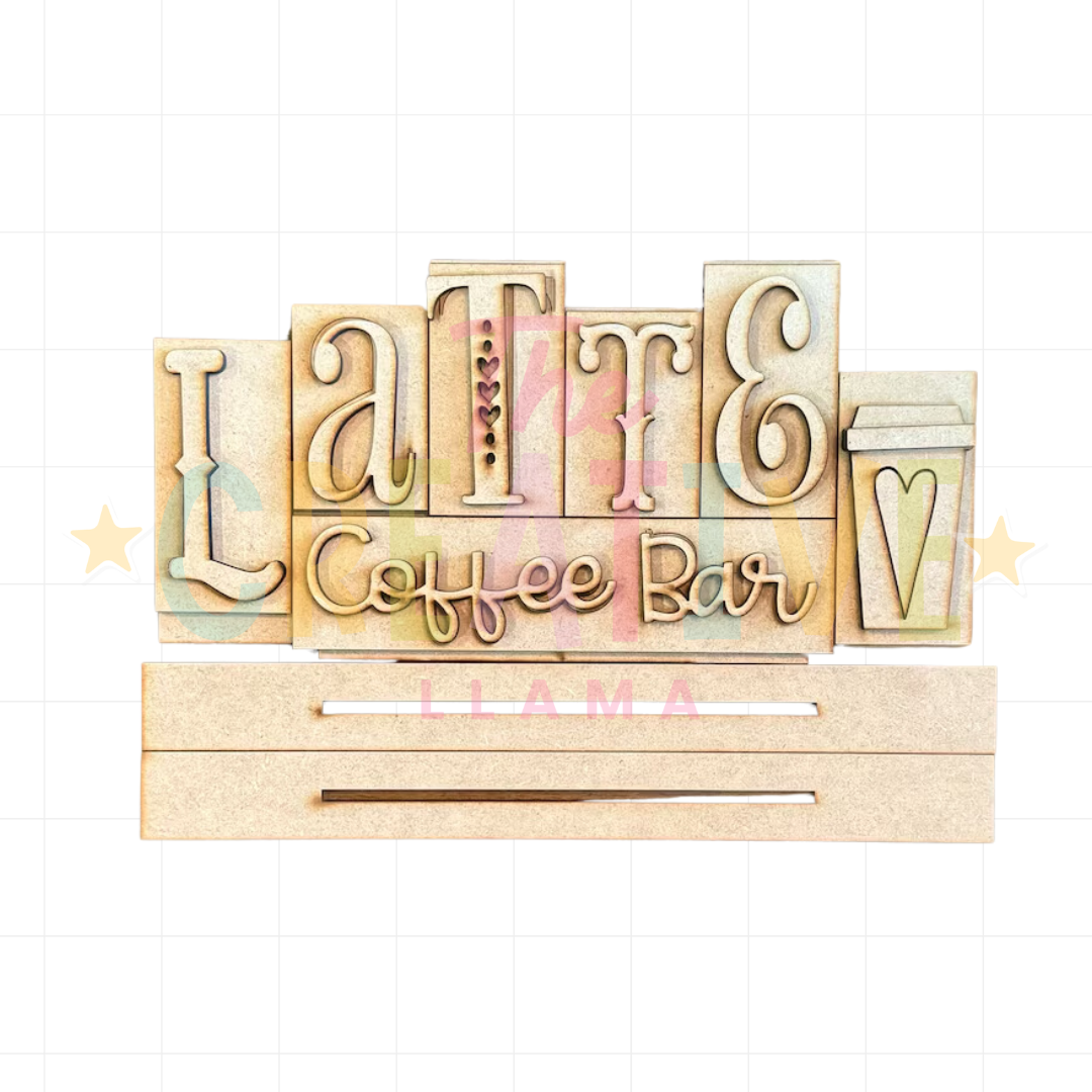 Latte Coffee Bar Word Block