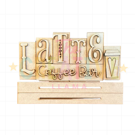 Latte Coffee Bar Word Block