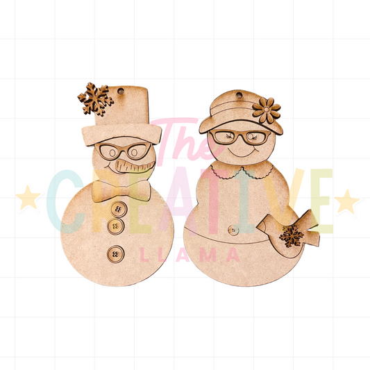 Snowman Couple Ornament Set