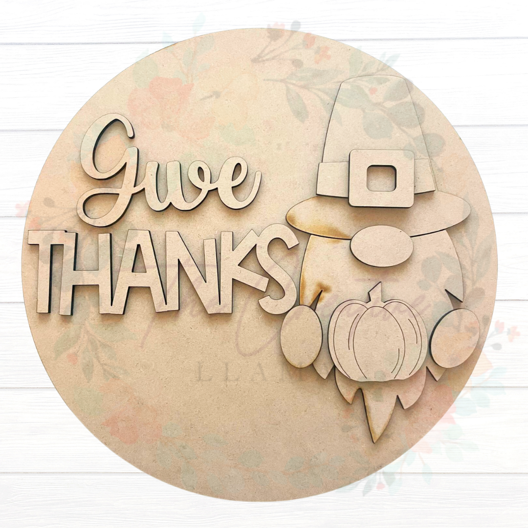 Give Thanks Gnome Round | 10.75 Inch