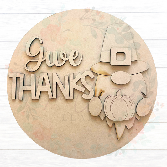 Give Thanks Gnome Round | 10.75 Inch