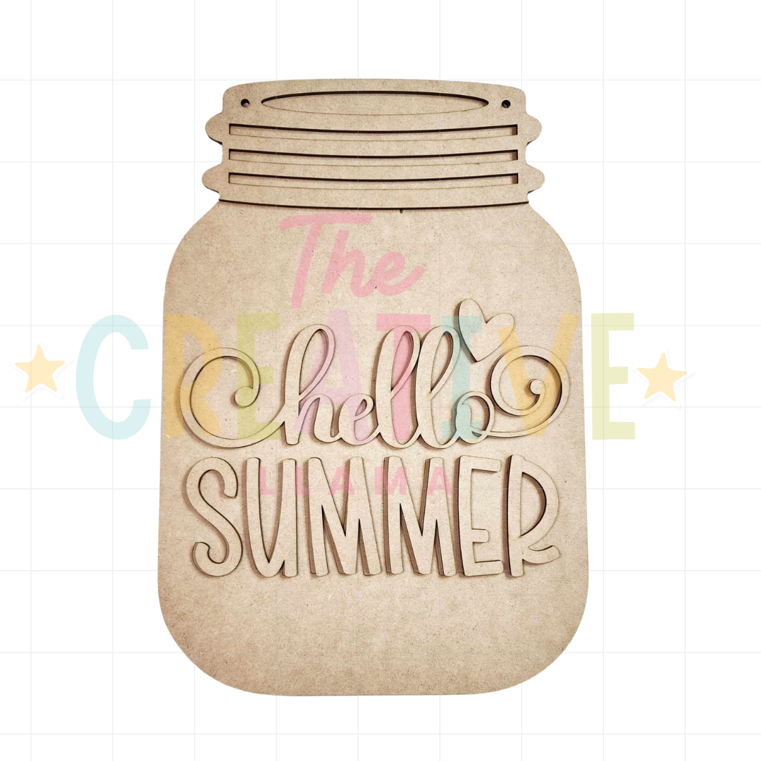 Hello Summer Mason Jar Door Hanger