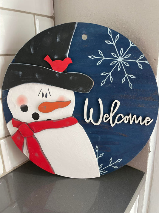 Snowman with Scarf Door Hanger Add-On